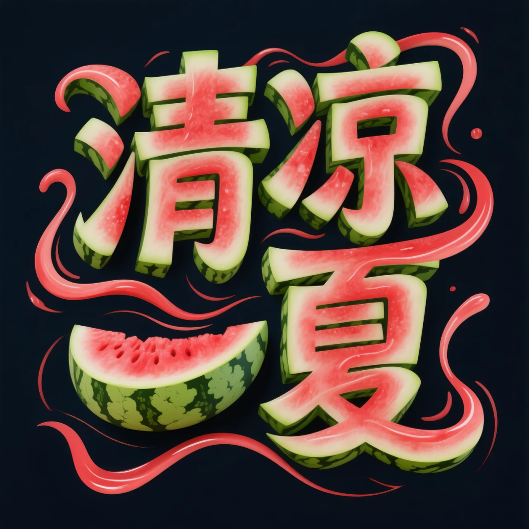 即梦AI 【水果】【西瓜】| 炎炎夏日，来点西瓜字体解解渴，附提示词