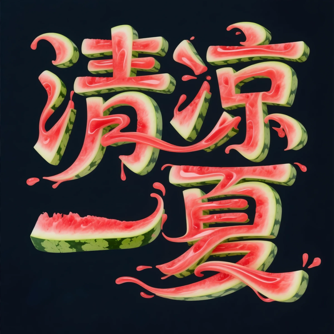 即梦AI 【水果】【西瓜】| 炎炎夏日，来点西瓜字体解解渴，附提示词