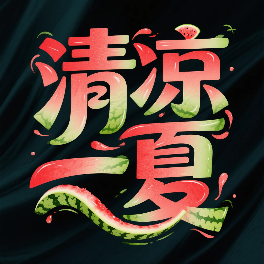 即梦AI 【水果】【西瓜】| 炎炎夏日，来点西瓜字体解解渴，附提示词