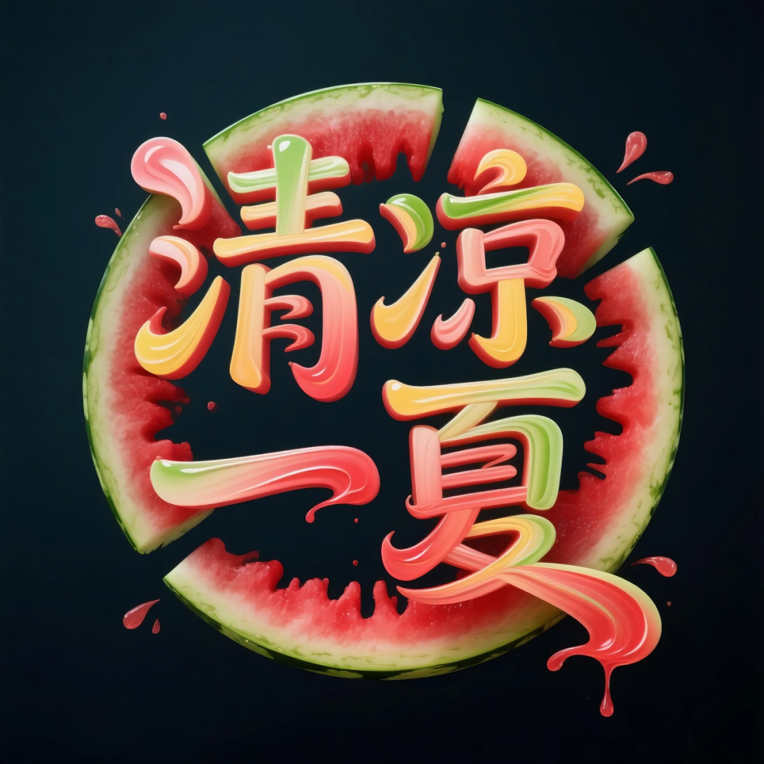 即梦AI 【水果】【西瓜】| 炎炎夏日，来点西瓜字体解解渴，附提示词