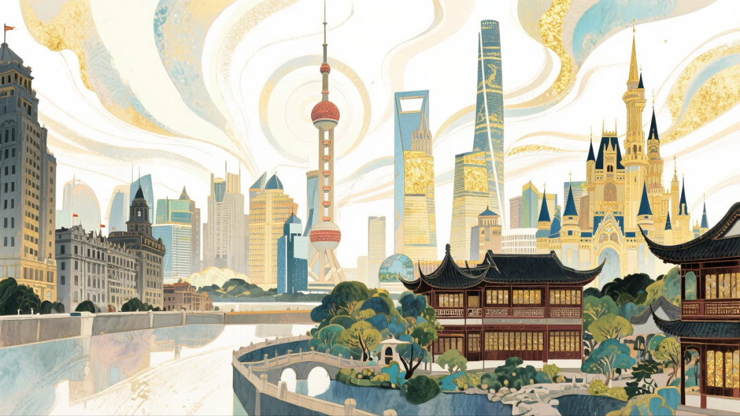 即梦AI 【插画设计】【城市地标】| 10 组城市地标插画提示词，带你解锁不一样的东方禅意美学