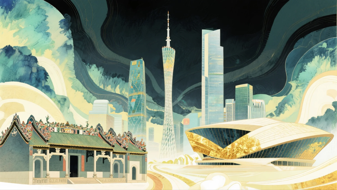 即梦AI 【插画设计】【城市地标】| 10 组城市地标插画提示词，带你解锁不一样的东方禅意美学