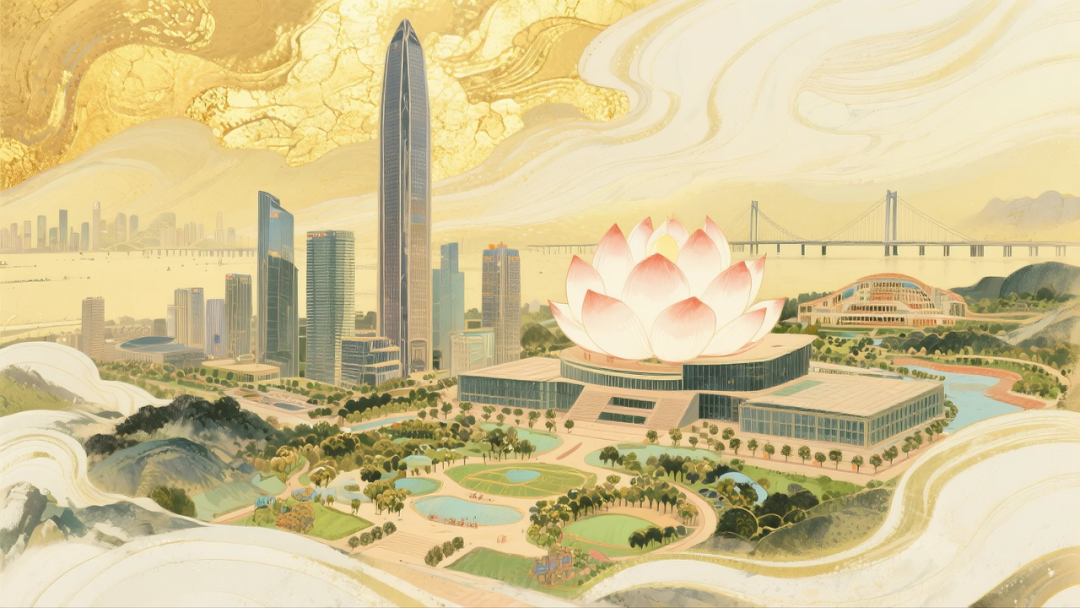 即梦AI 【插画设计】【城市地标】| 10 组城市地标插画提示词，带你解锁不一样的东方禅意美学