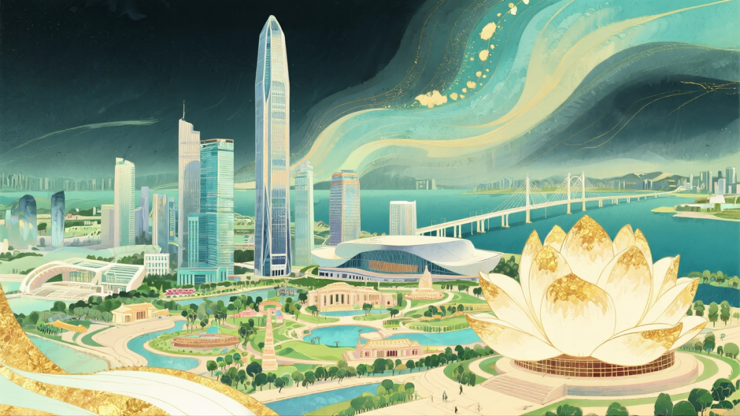 即梦AI 【插画设计】【城市地标】| 10 组城市地标插画提示词，带你解锁不一样的东方禅意美学