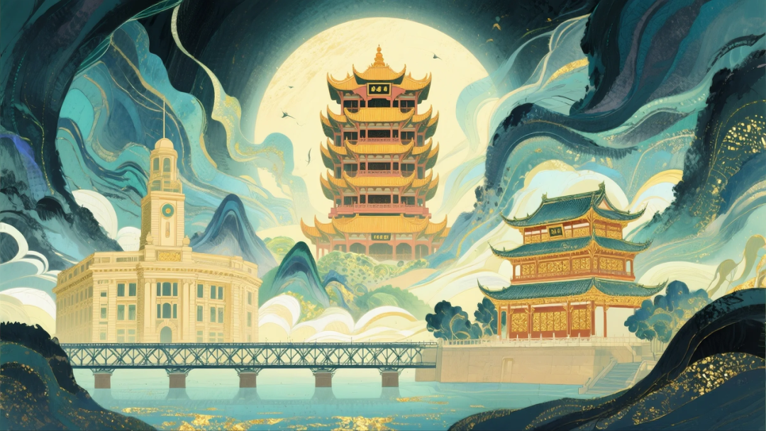 即梦AI 【插画设计】【城市地标】| 10 组城市地标插画提示词，带你解锁不一样的东方禅意美学