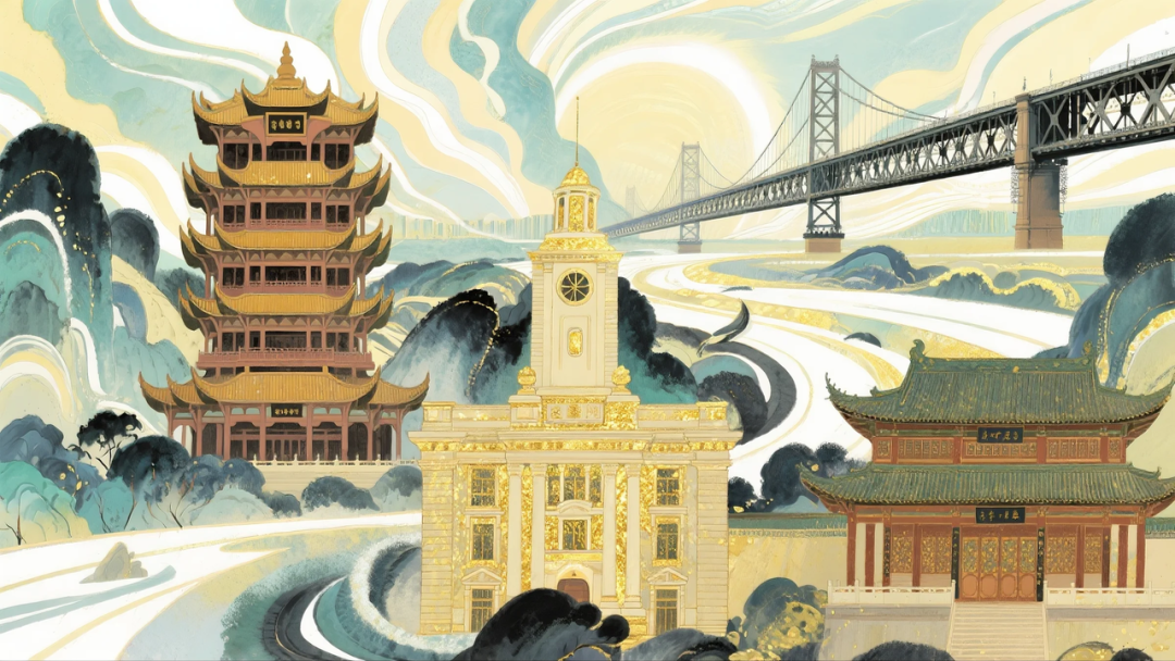 即梦AI 【插画设计】【城市地标】| 10 组城市地标插画提示词，带你解锁不一样的东方禅意美学