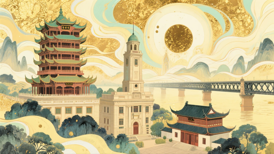 即梦AI 【插画设计】【城市地标】| 10 组城市地标插画提示词，带你解锁不一样的东方禅意美学