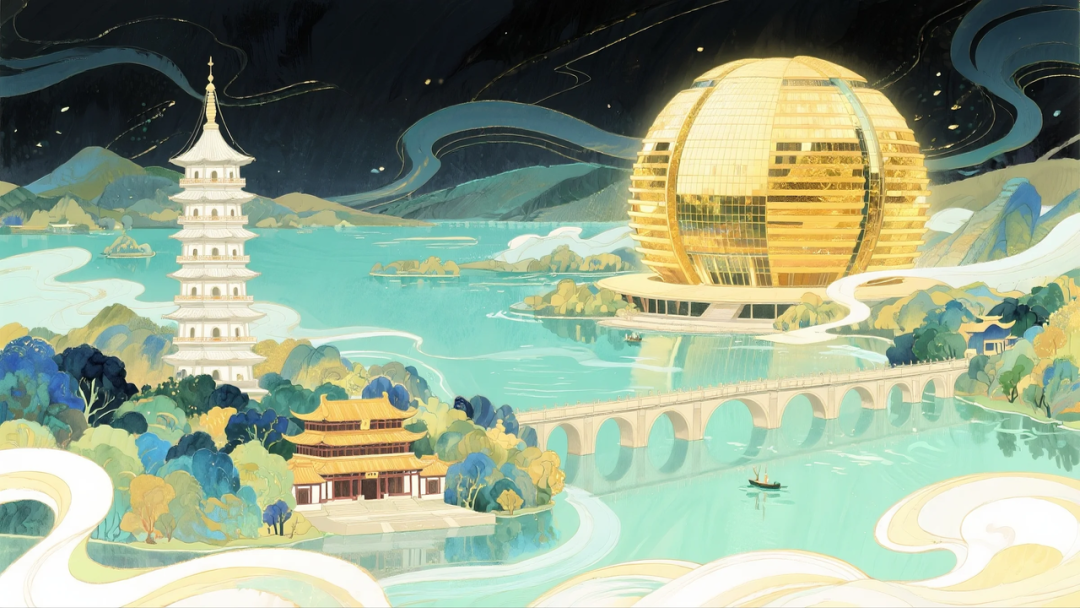 即梦AI 【插画设计】【城市地标】| 10 组城市地标插画提示词，带你解锁不一样的东方禅意美学