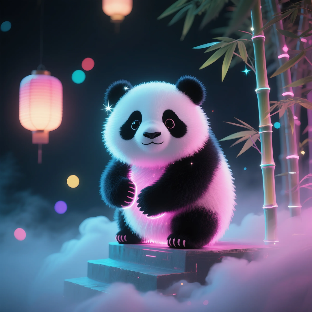 即梦AI 【动物】| 赛博风发光动物，又萌又可爱，附提示词