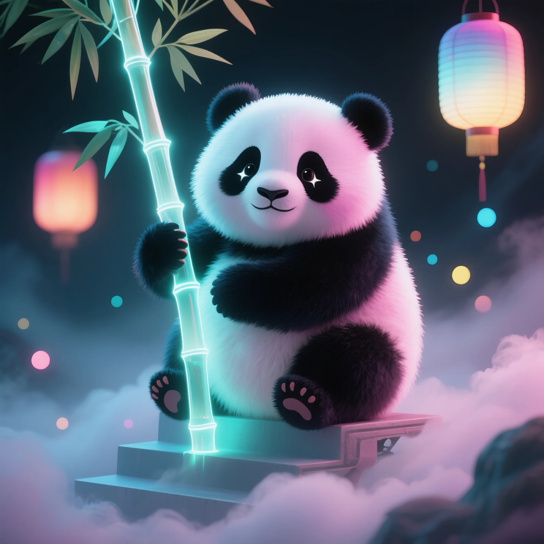 即梦AI 【动物】| 赛博风发光动物，又萌又可爱，附提示词