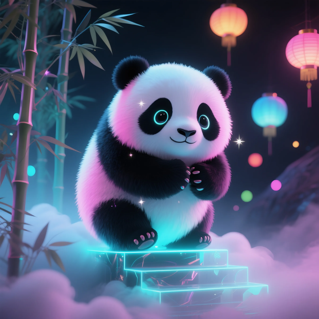 即梦AI 【动物】| 赛博风发光动物，又萌又可爱，附提示词