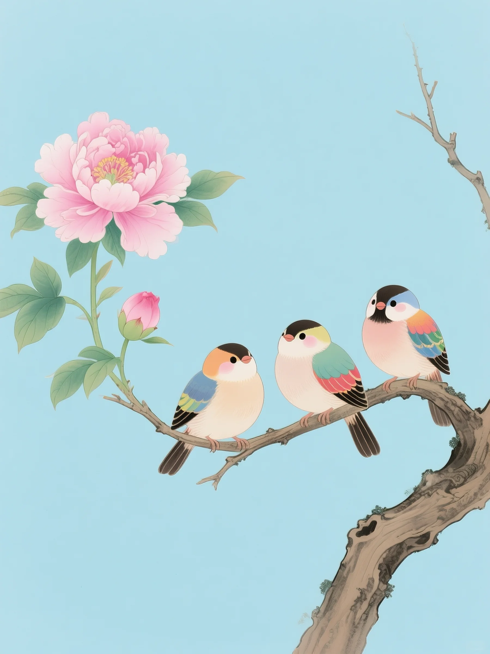 即梦AI 【插画设计】【动物】| 治愈的小鸟，附提示词