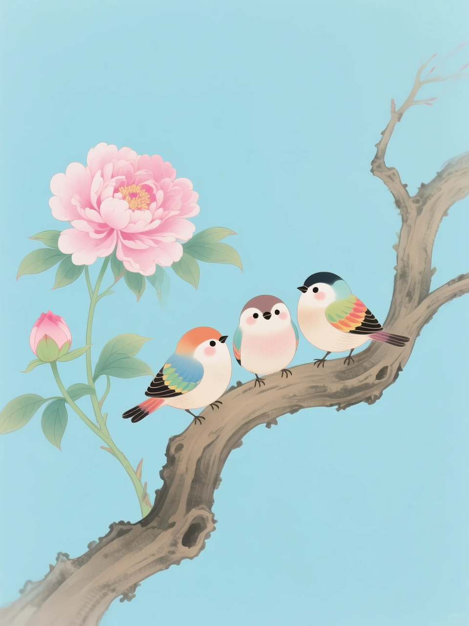 即梦AI 【插画设计】【动物】| 治愈的小鸟，附提示词