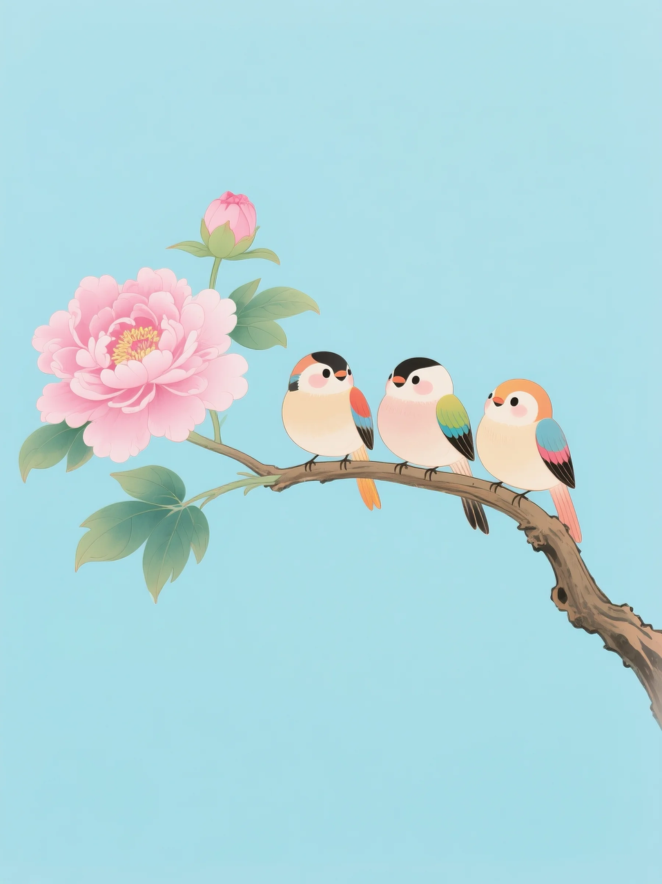 即梦AI 【插画设计】【动物】| 治愈的小鸟，附提示词