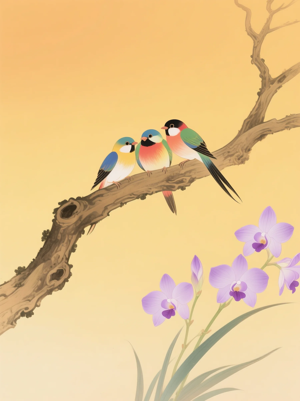 即梦AI 【插画设计】【动物】| 治愈的小鸟，附提示词