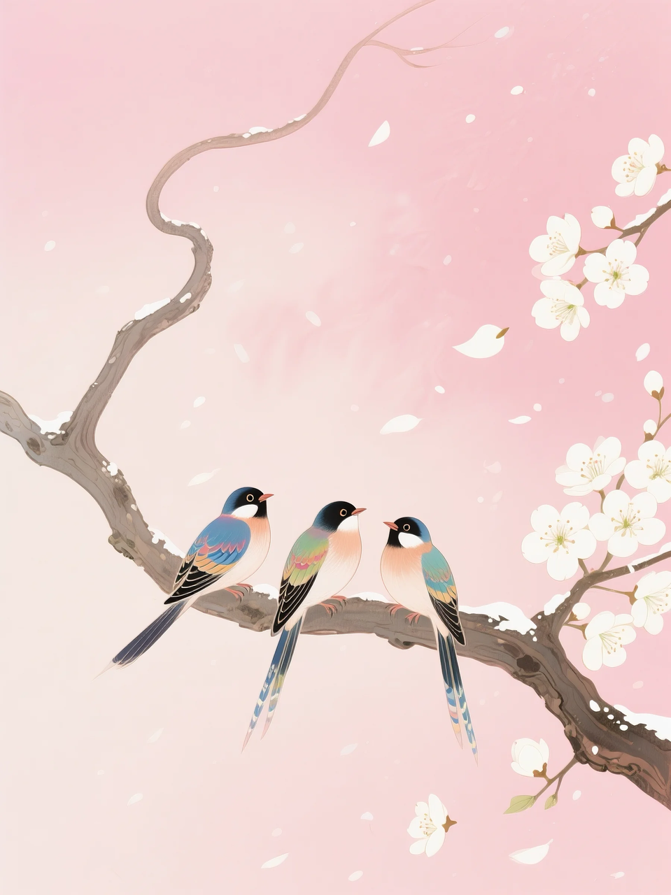 即梦AI 【插画设计】【动物】| 治愈的小鸟，附提示词