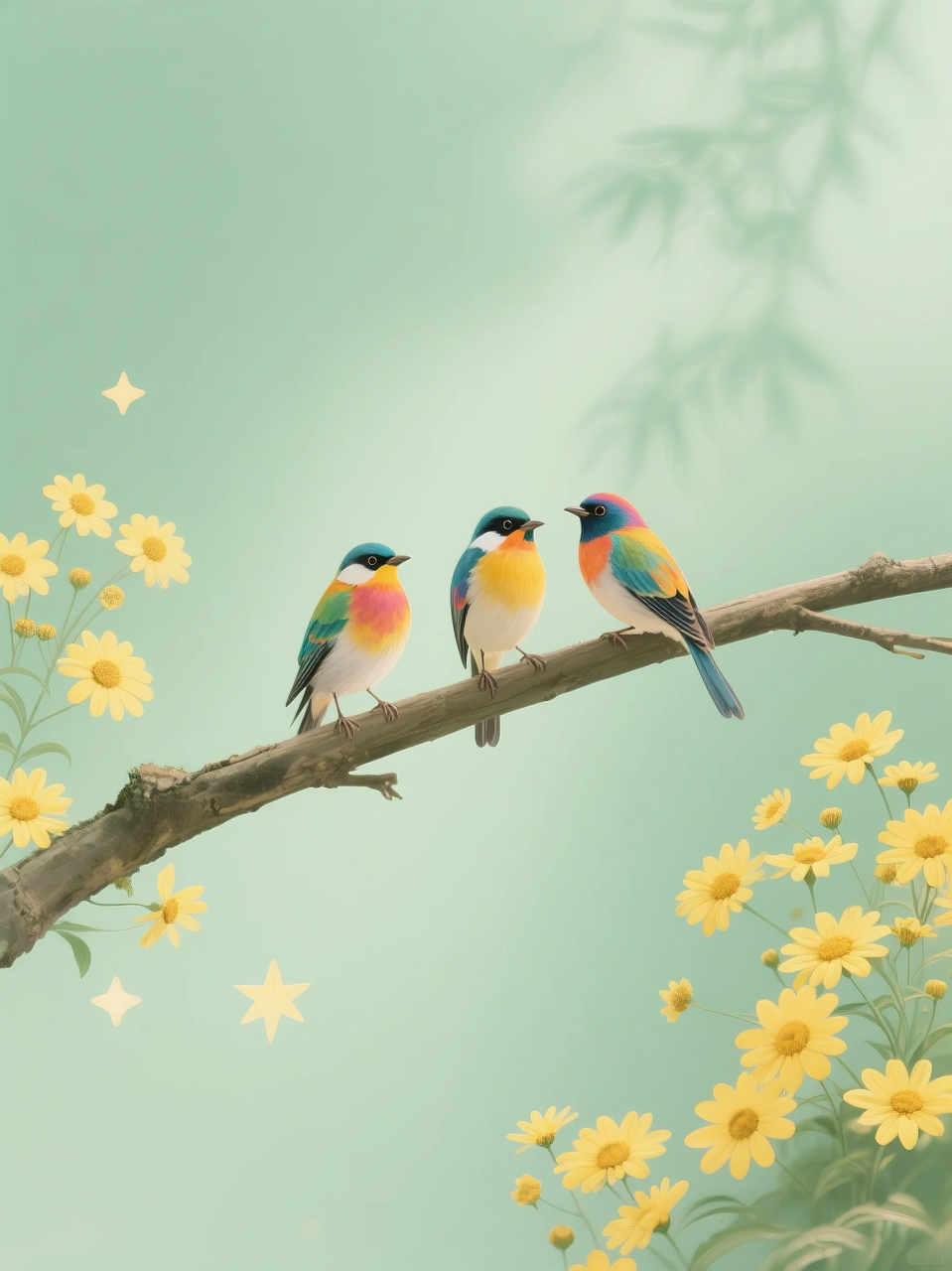 即梦AI 【插画设计】【动物】| 治愈的小鸟，附提示词