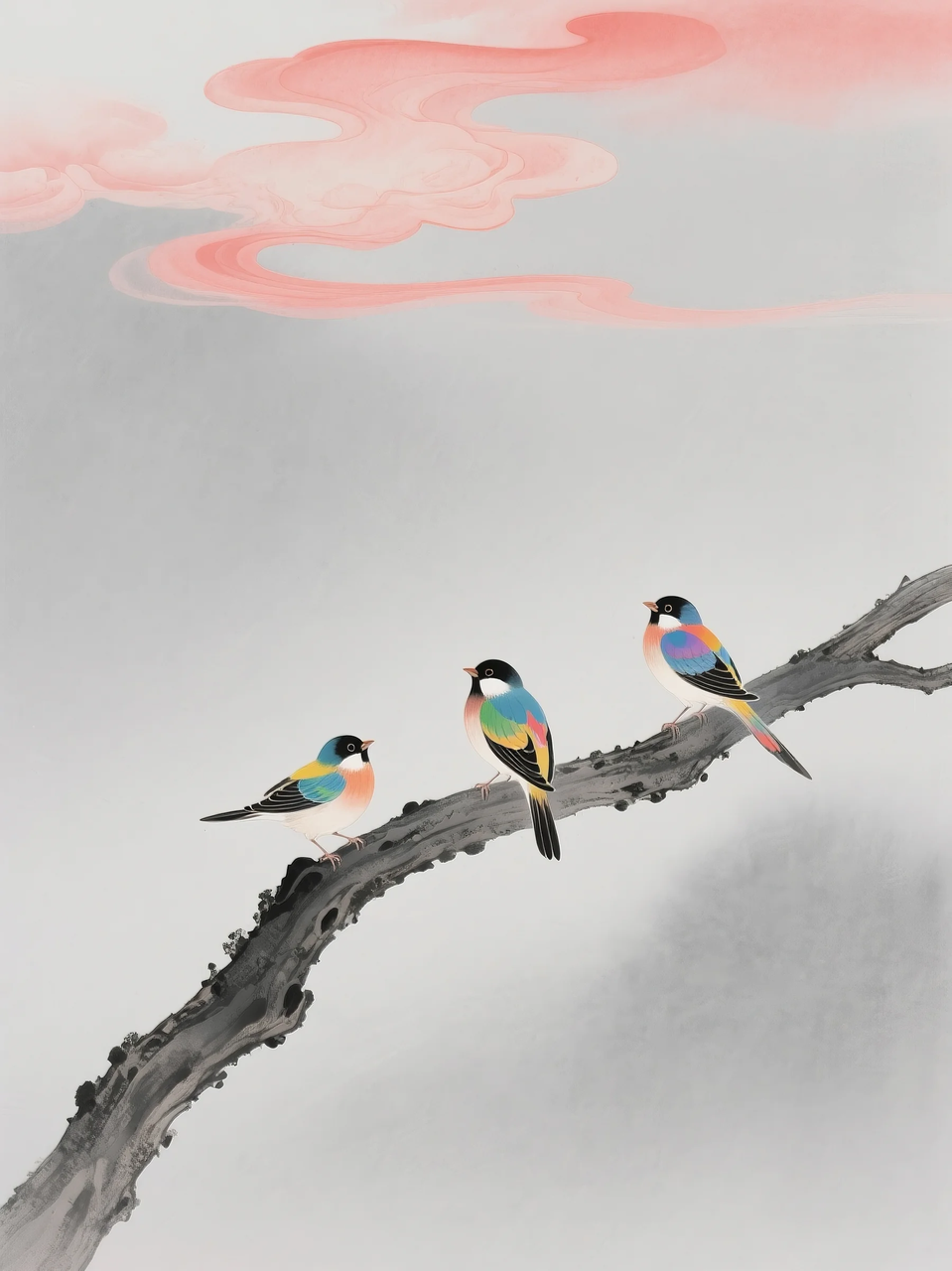 即梦AI 【插画设计】【动物】| 治愈的小鸟，附提示词