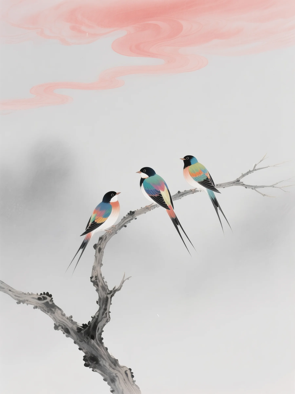 即梦AI 【插画设计】【动物】| 治愈的小鸟，附提示词