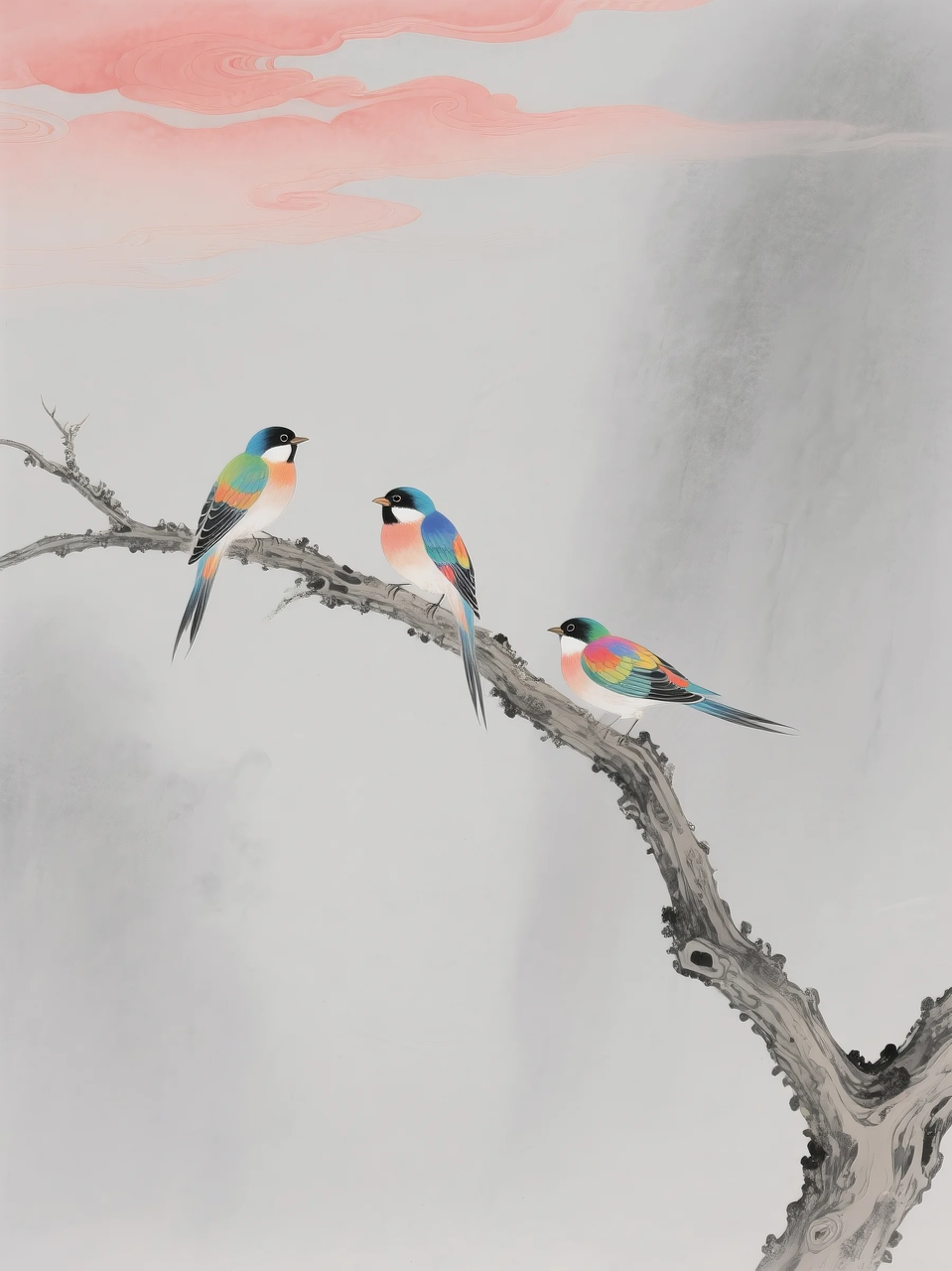 即梦AI 【插画设计】【动物】| 治愈的小鸟，附提示词