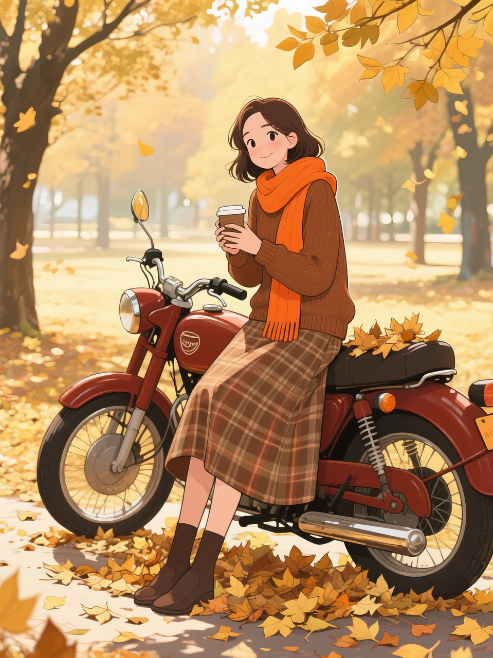 即梦AI 【二次元动漫】| 美女与机车，可爱治愈系风格，附提示词