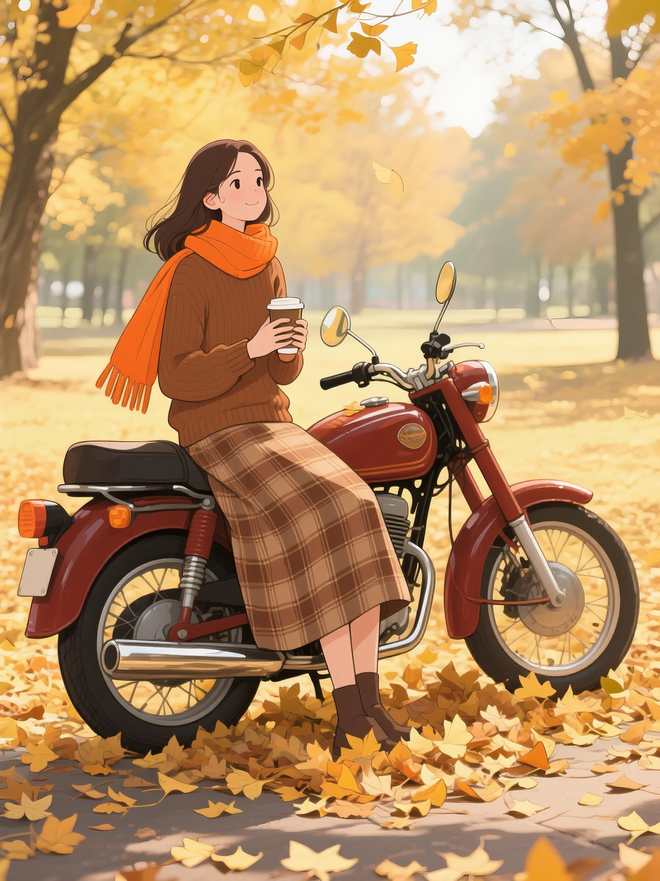 即梦AI 【二次元动漫】| 美女与机车，可爱治愈系风格，附提示词