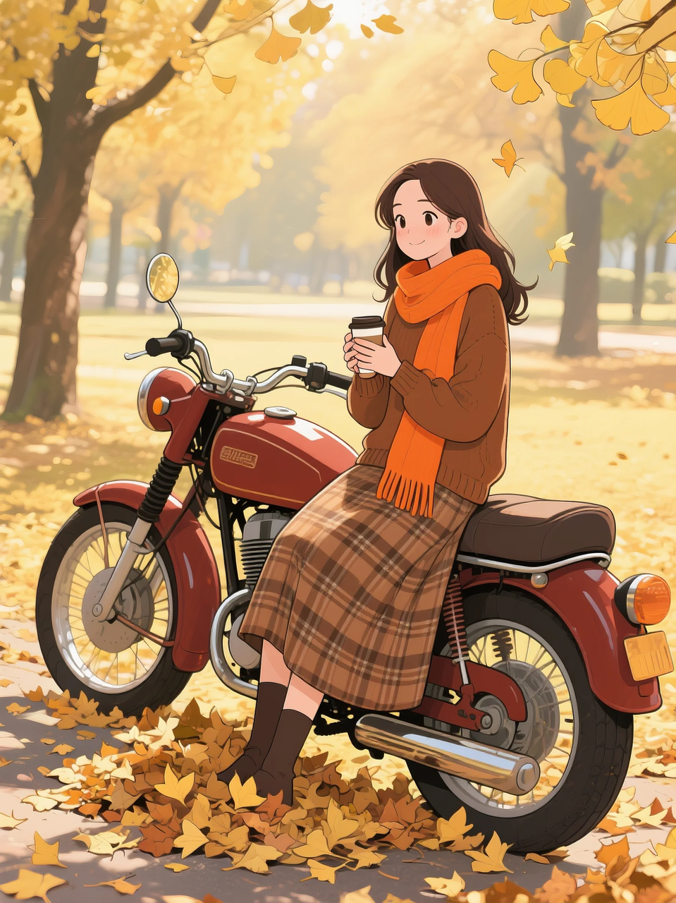 即梦AI 【二次元动漫】| 美女与机车，可爱治愈系风格，附提示词