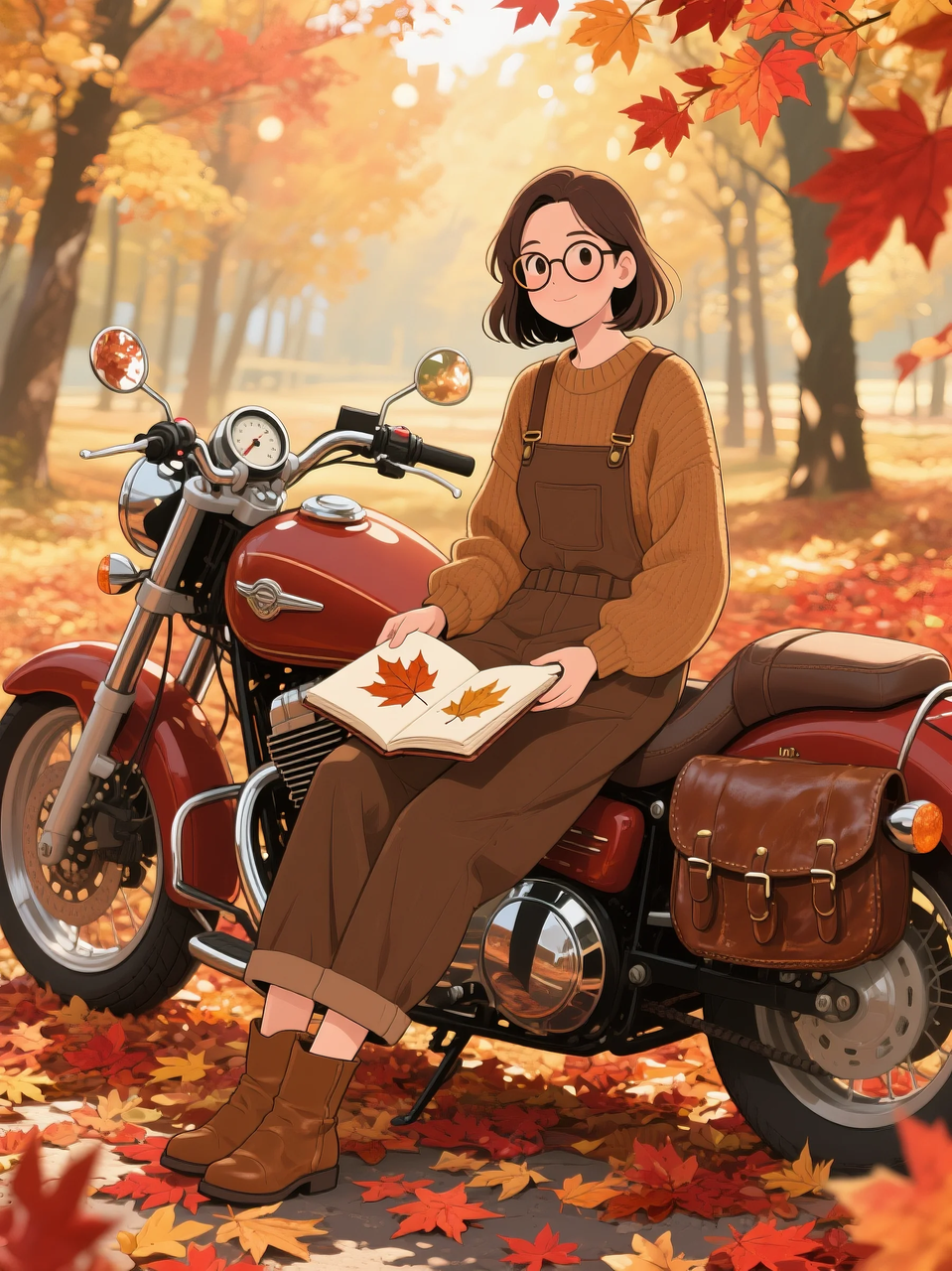 即梦AI 【二次元动漫】| 美女与机车，可爱治愈系风格，附提示词