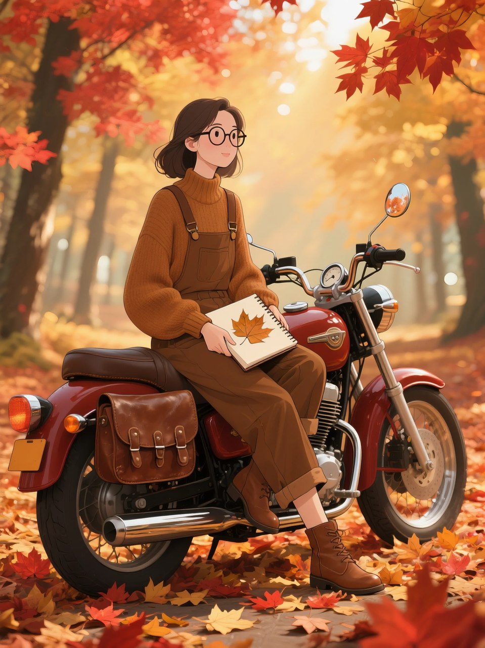 即梦AI 【二次元动漫】| 美女与机车，可爱治愈系风格，附提示词