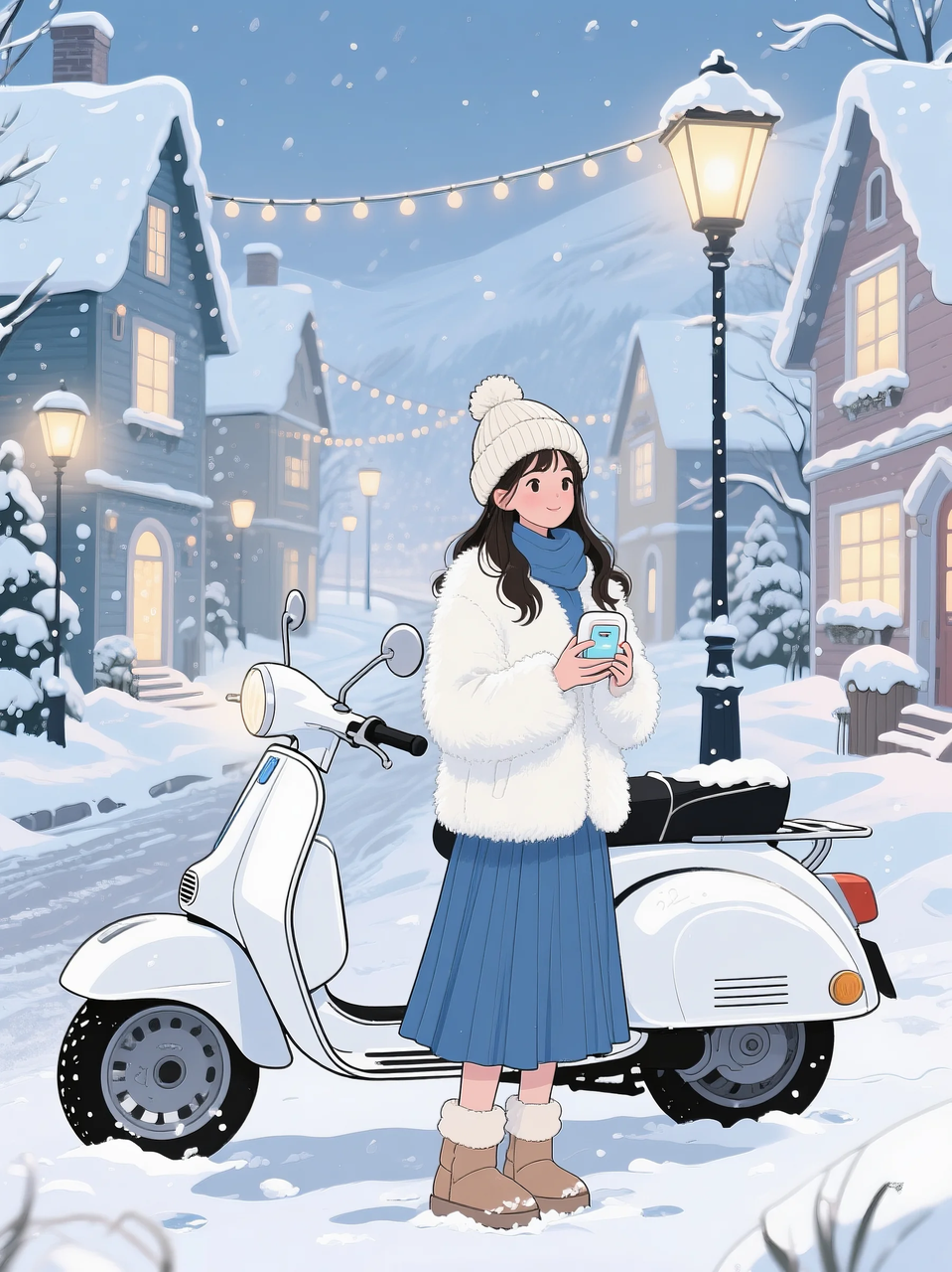 即梦AI 【二次元动漫】| 美女与机车，可爱治愈系风格，附提示词