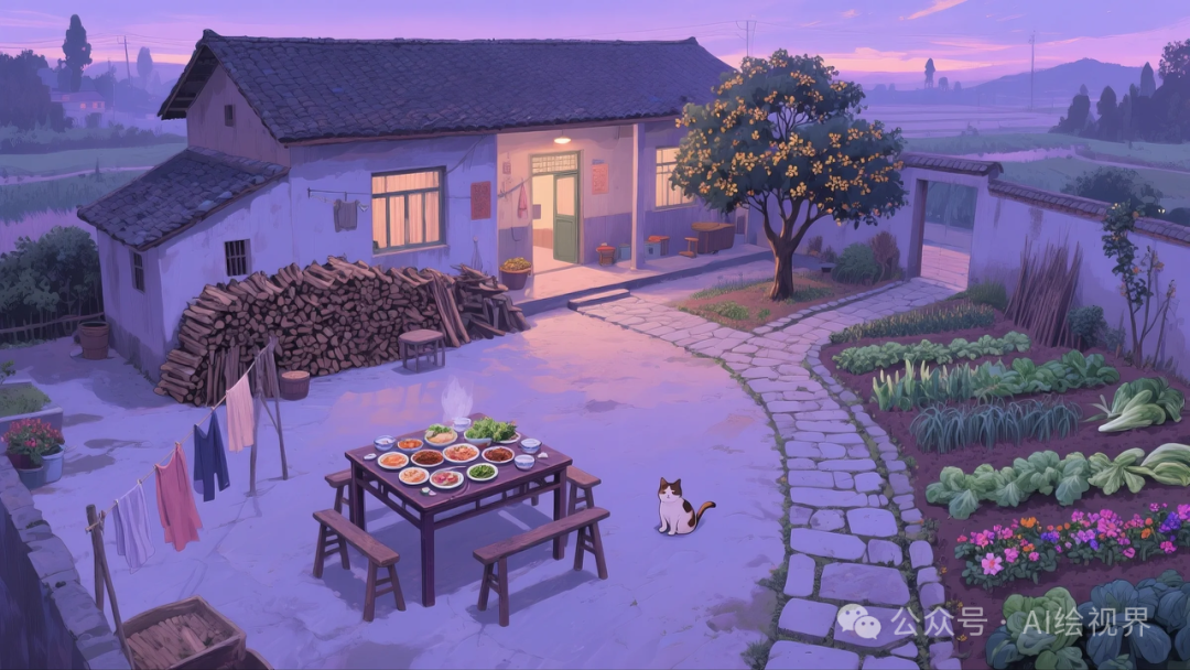 即梦AI 【怀旧主题】| AI 笔下的 10 款 80 年代农家大院治愈系插画，哪一幅勾起你的乡愁？