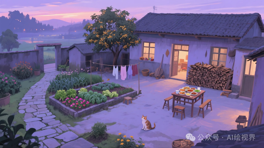 即梦AI 【怀旧主题】| AI 笔下的 10 款 80 年代农家大院治愈系插画，哪一幅勾起你的乡愁？