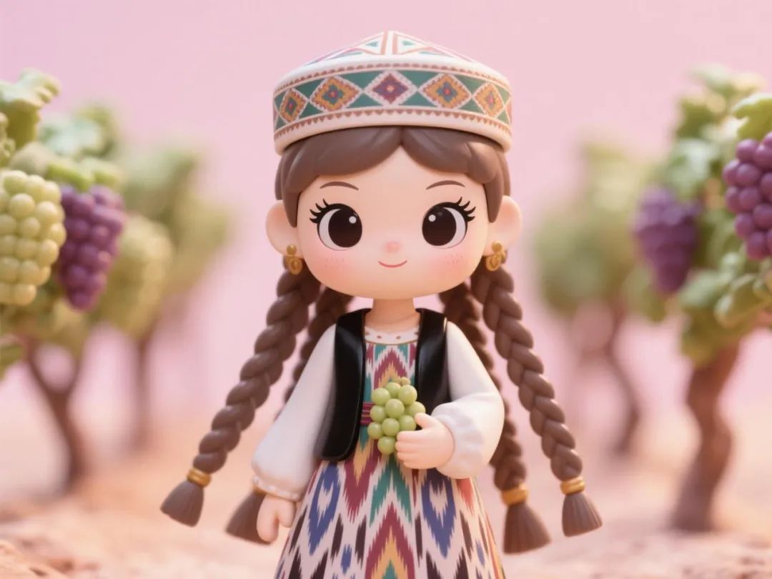 AI爆款提示词！56个民族少女手办的绘画图