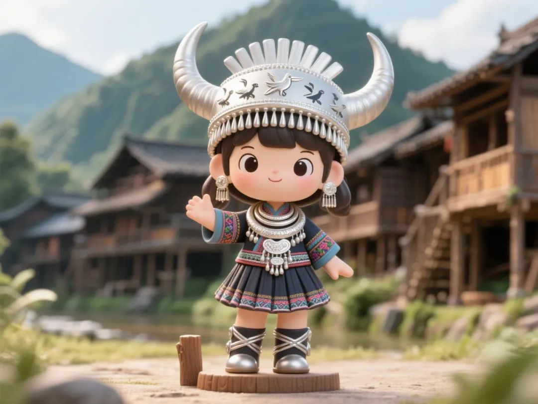 AI爆款提示词！56个民族少女手办的绘画图