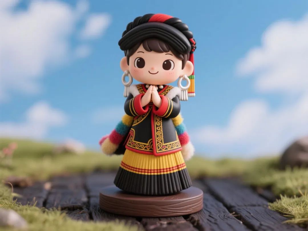 AI爆款提示词！56个民族少女手办的绘画图