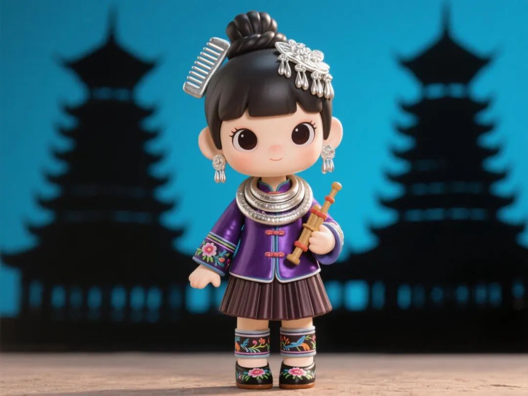 AI爆款提示词！56个民族少女手办的绘画图