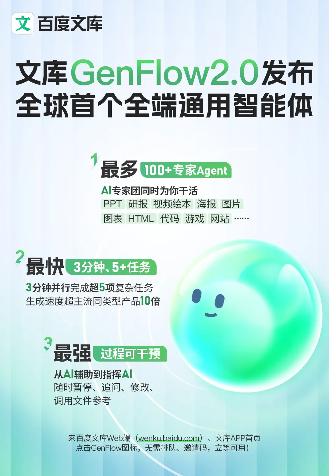 百度文库网盘发布全球首个全端通用智能体 GenFlow2.0，原生融入荣耀手机 YOYO 助理