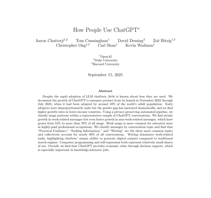 7亿人、25亿条消息，62页报告揭示人类在ChatGPT里的对话日常