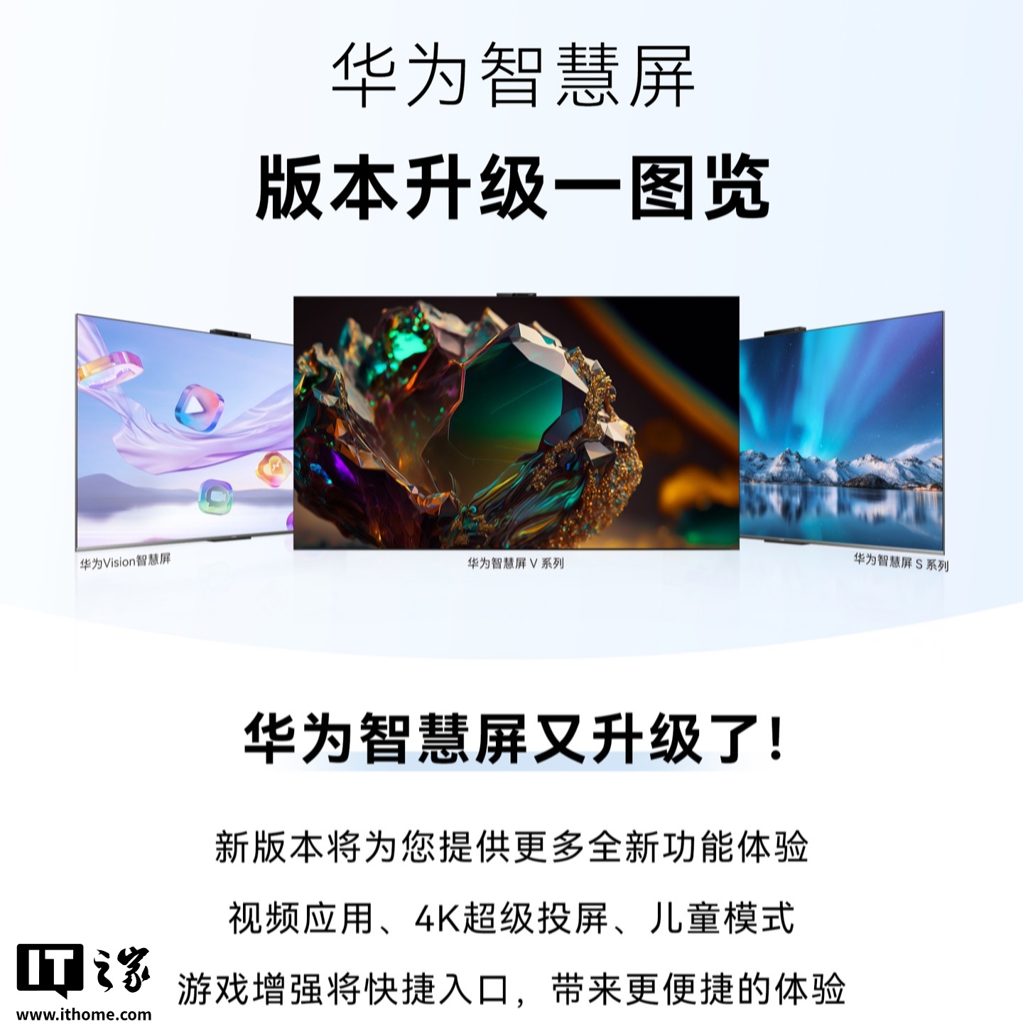 华为智慧屏更新计划公布：升级 4K 超级投屏、游戏 UX 全面优化等