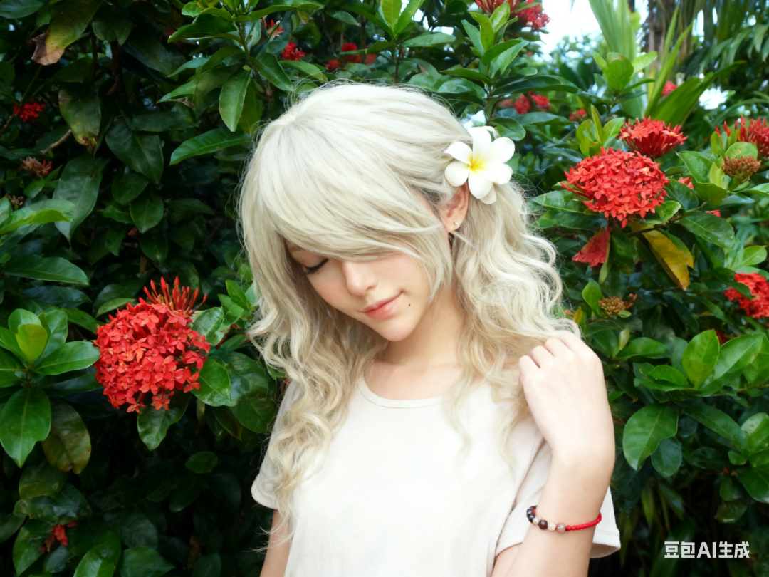 一些女孩和花的摄影图片提示词（豆包）