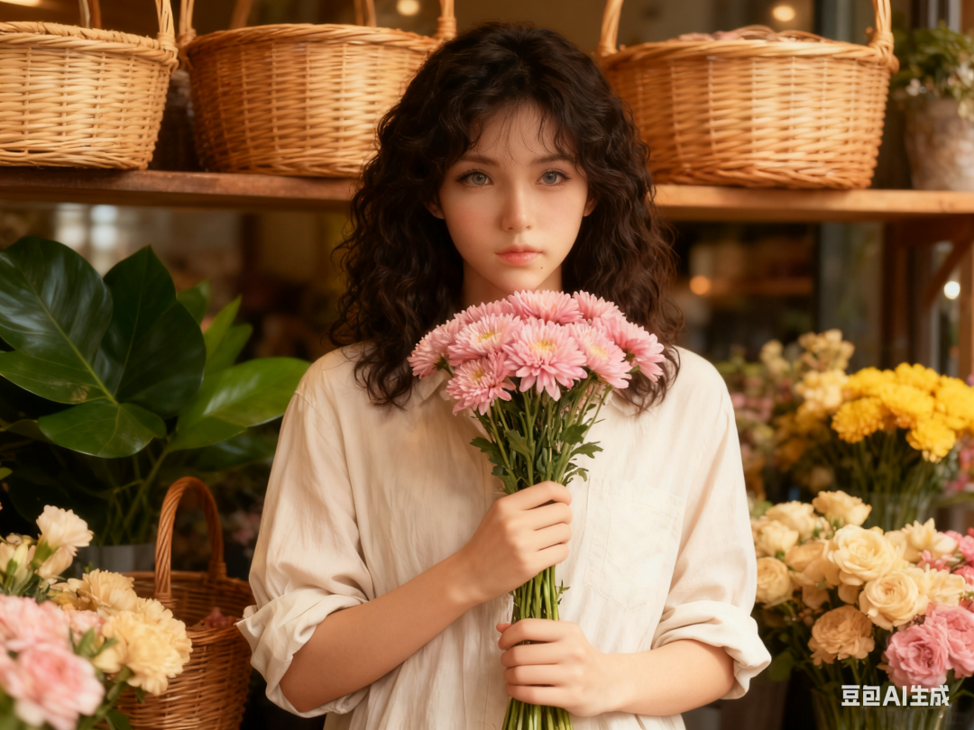 一些女孩和花的摄影图片提示词（豆包）