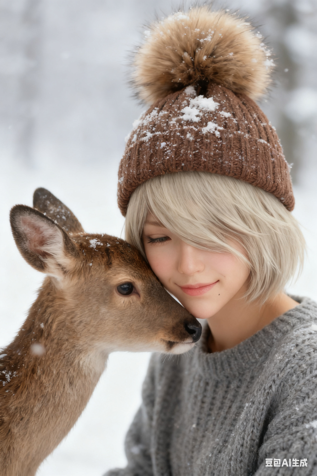 冬日雪景人像图片生成提示词（豆包）