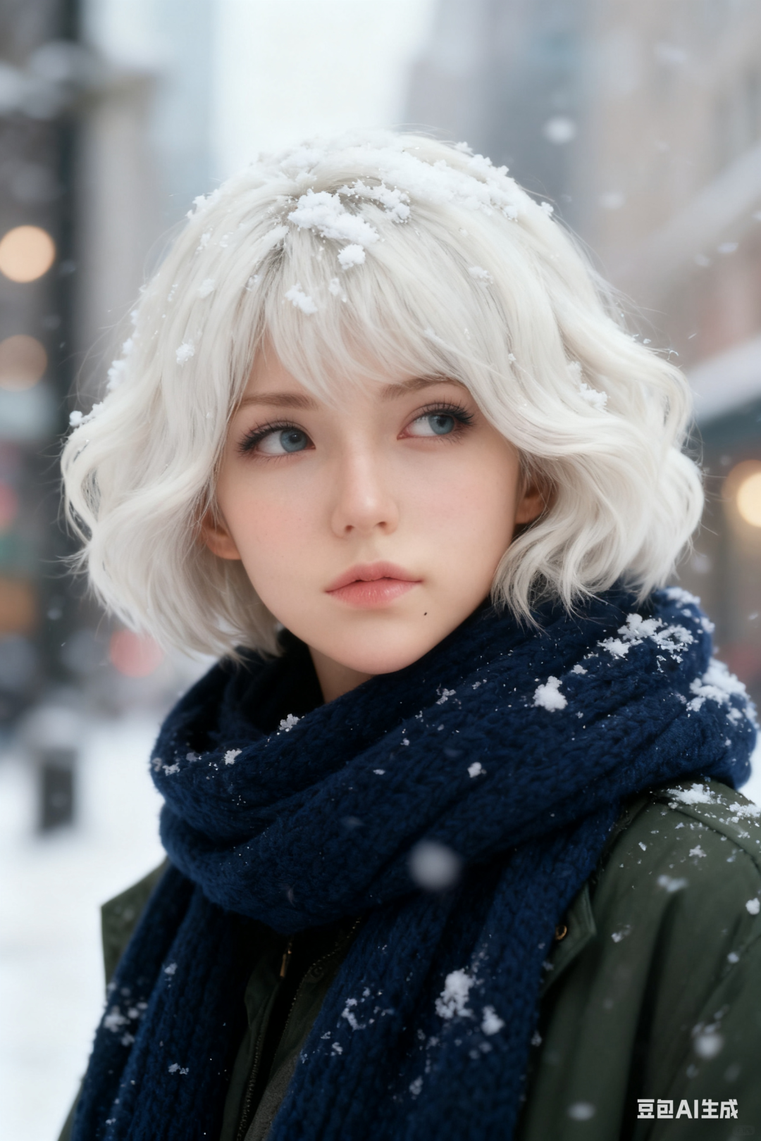 冬日雪景人像图片生成提示词（豆包）