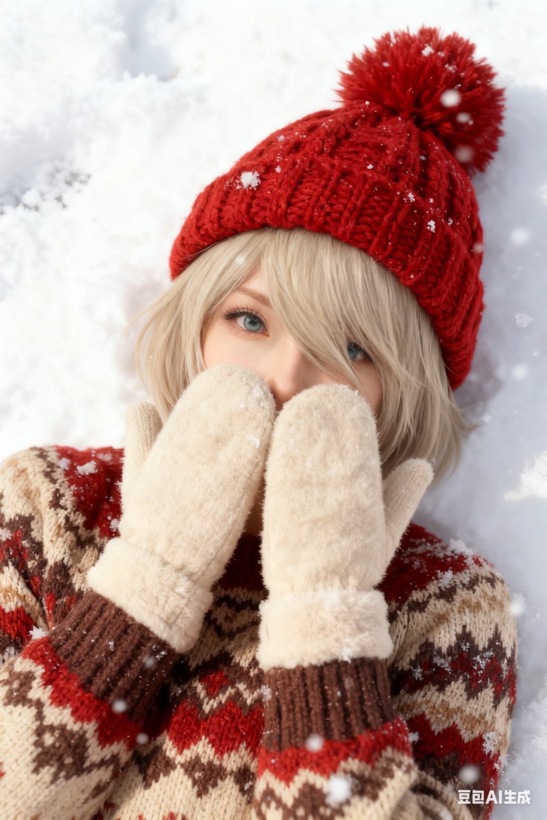 冬季雪景人像图片生成提示词（豆包）