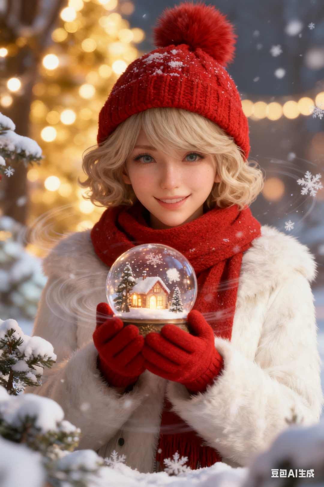 冬季雪景人像图片生成提示词（豆包）