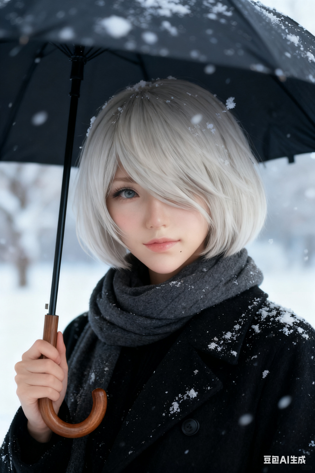 冬季雪景人像图片生成提示词（豆包）