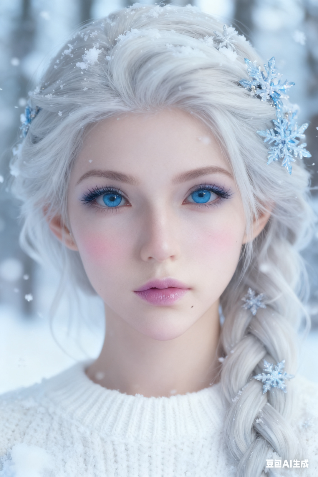 冬季雪景人像图片生成提示词（豆包）