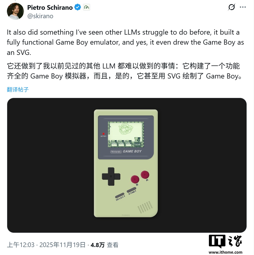 谷歌 Gemini 3 Pro 首秀：仅用一条指令，AI 生成完整 3D 游戏