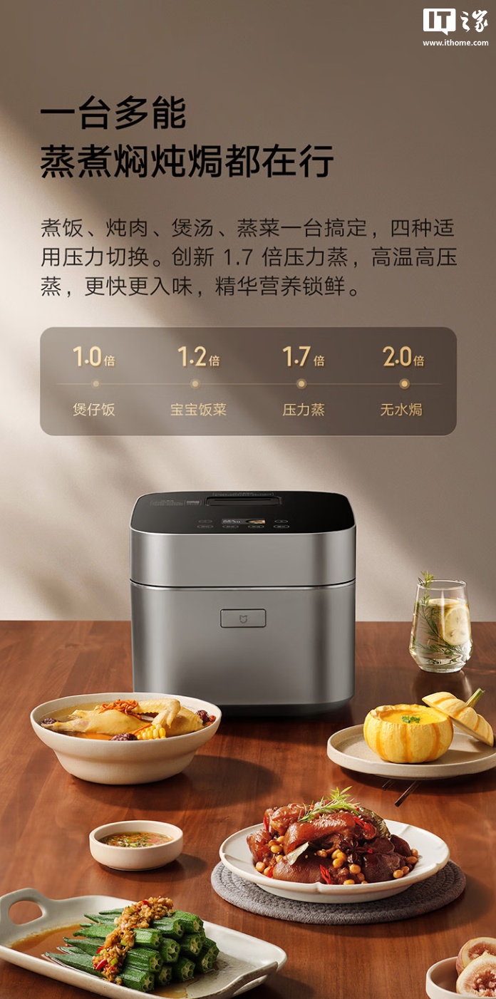 预售价 1999 元，小米米家智能变压 IH 电饭煲 4L 新增白色款