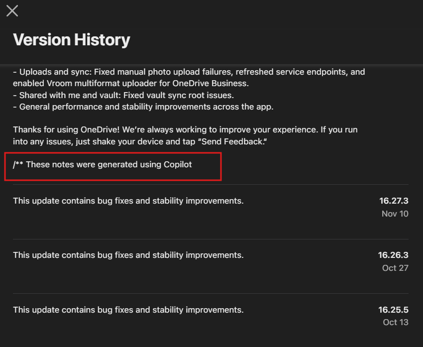 微软借旗下 iOS 应用更新日志推广 Copilot：标注“由 AI 生成”